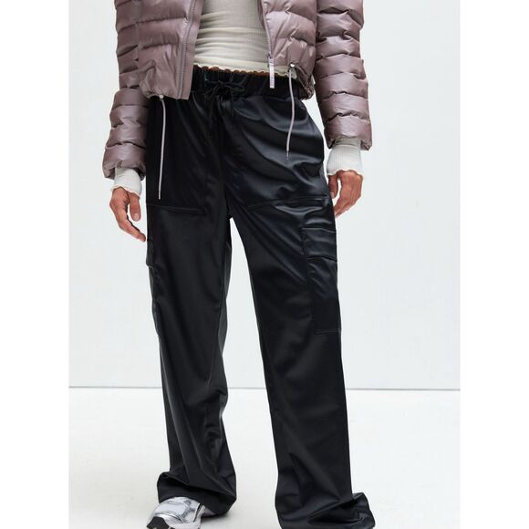 RAINS | Wide-Leg Cargo Pants | Women's Size Medium | Metallic Black | NWT - Picture 1 of 8